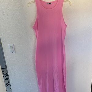 Fashion Nova Pink Ribbed Midi Dress